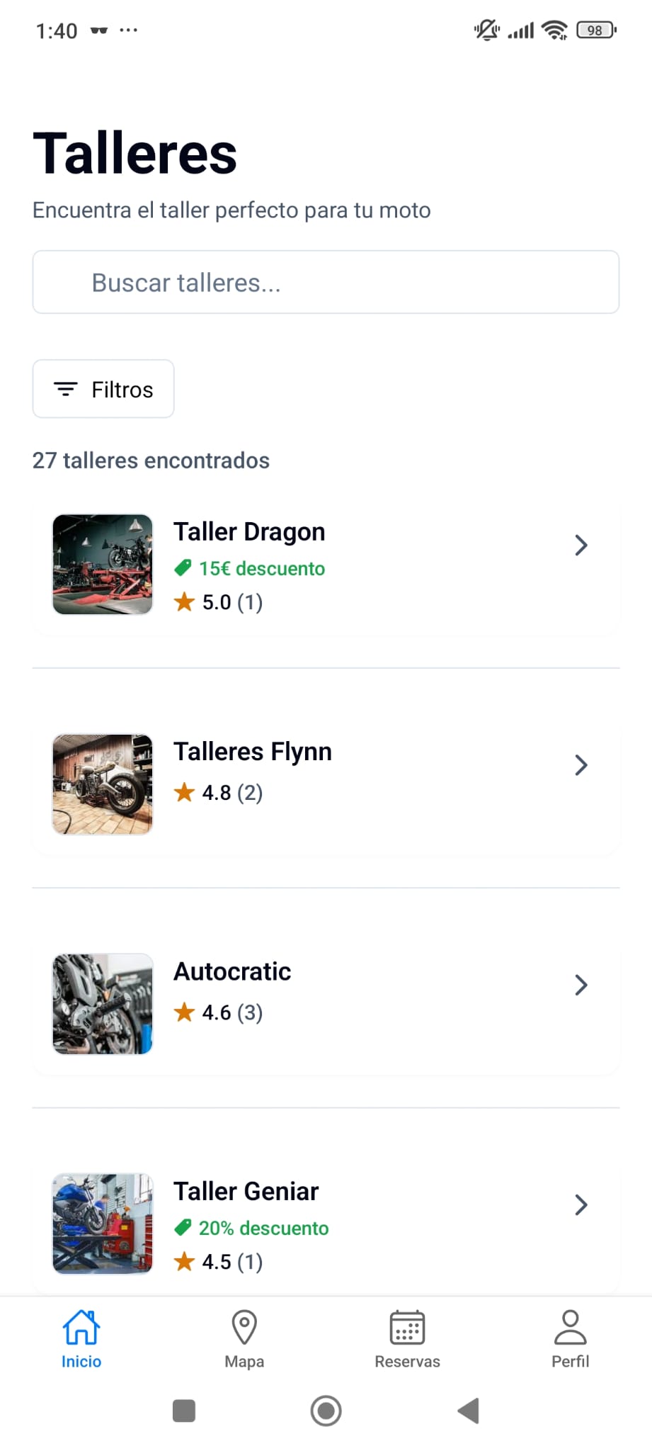 ReparaTuMoto – Mobile app and booking platform for motorcycle workshops